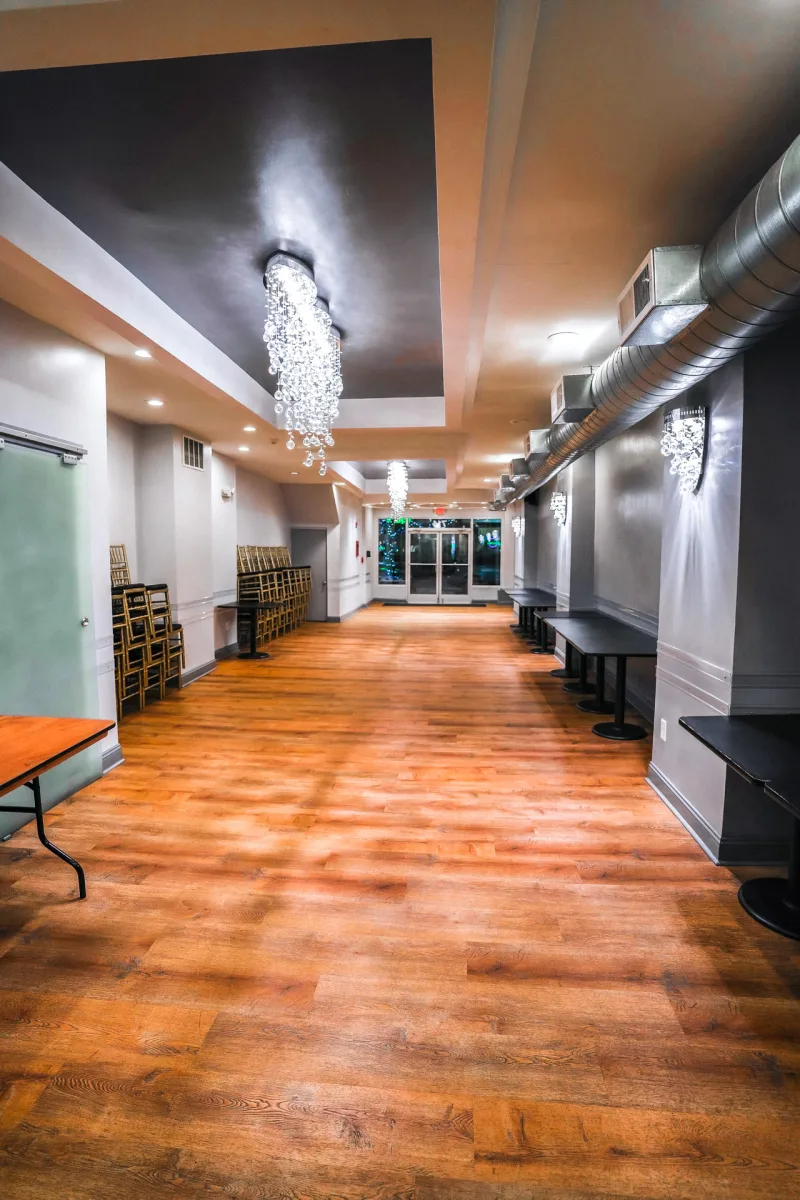 Crystal chandeliers inside Social Space